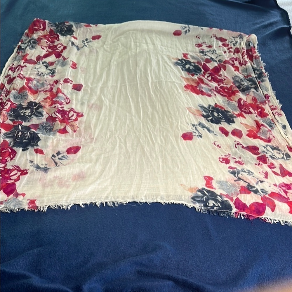 Huge floral and white summer scarf.